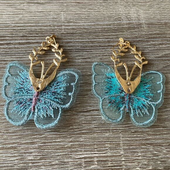 Butterfly drop earrings M189 - Picture 4 of 4